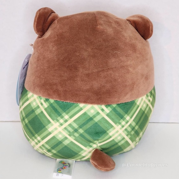 OMAR 🐻 Brown Bear In Green Plaid Shirt Original Squishmallow By Kellytoy NWT - Picture 2 of 8